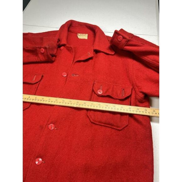 Vintage 40s Mens North Country Wool Double Pocket Button Shirt Jacket Red USA - Picture 5 of 9